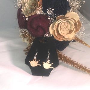 Wooden Bird Earrings